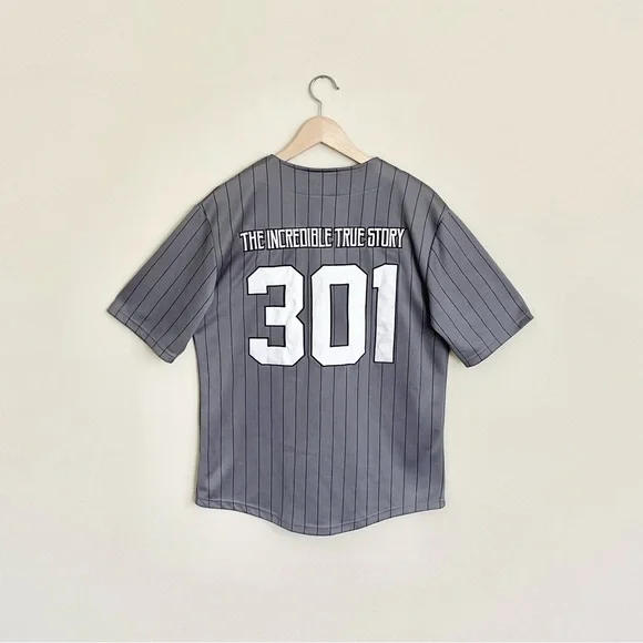 Logic The Incredible True Story Gray Baseball Pin Stripe Hip Hop Jersey Adult M